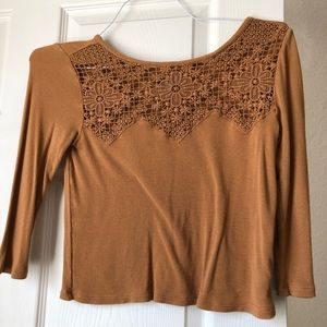 Mustard yellow Lace cropped shirt